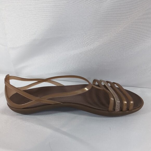 Crocs Isabella Jelly Flats 202465 Sandals Tan Gold Bronze Women's US 7 Strappy - Picture 6 of 16